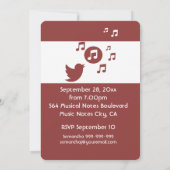 Stilvolle Songbird Musiknote Geburtstagsparty Einladung (Rückseite)