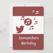 Stilvolle Songbird Musiknote Geburtstagsparty Einladung (Vorderseite)