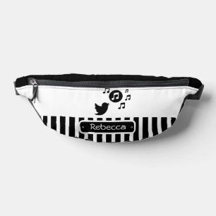 Stilvolle Songbird Schwarz-weiße Personalisierte S Bauchtasche