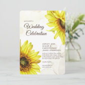 Stilvolle Sonnenblumenhochzeit Einladung (Stehend Vorderseite)