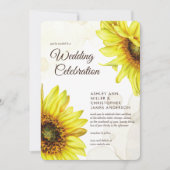 Stilvolle Sonnenblumenhochzeit Einladung (Vorderseite)