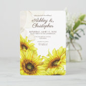 Stilvolle Sonnenblumenhochzeit Einladung (Stehend Vorderseite)