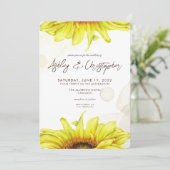 Stilvolle Sonnenblumenhochzeit Einladung (Stehend Vorderseite)
