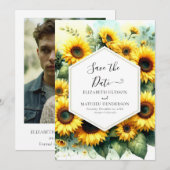 Stilvolle Sonnenblumenhochzeit Save The Date (Vorne/Hinten)