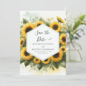 Stilvolle Sonnenblumenhochzeit Save The Date (Stehend Vorderseite)
