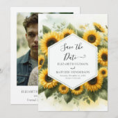 Stilvolle Sonnenblumenhochzeit Save The Date (Vorne/Hinten)