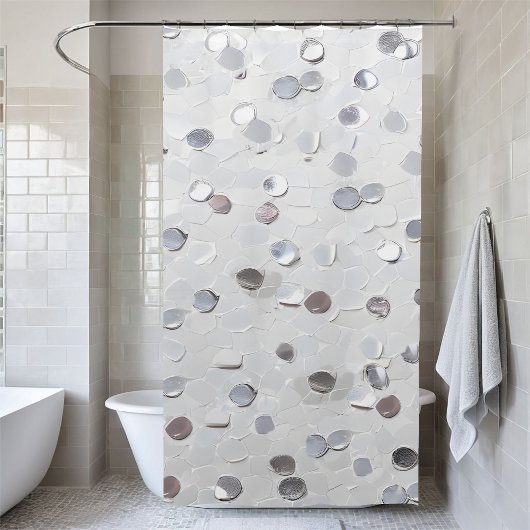 Stilvolle Sowjetduschvorhang mit dem White Glitzer Duschvorhang