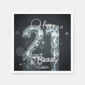 Stilvolle Sparkling Diamond auf Black 21. Geburtst Serviette (Vorderseite)