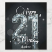 Stilvolle Sparkling Diamond-verkrustet 21. Geburts Weinetikett (Einzelnes Label)