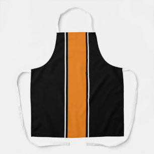 Stilvolle Sporty Orange White Black Racing Stripes Schürze