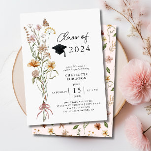 Stilvolle Spring Wildblume Bouquet Graduation Part Einladung