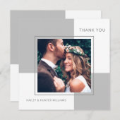 Stilvolle Square Wedding Vielen Dank mit Foto Dankeskarte (Vorne/Hinten)