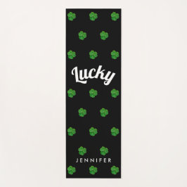 Stilvolle St. Patricks Day Black Green Lucky Clove Yogamatte