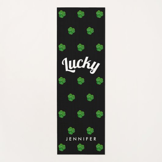 Stilvolle St. Patricks Day Black Green Lucky Clove Yogamatte (Vorderseite)
