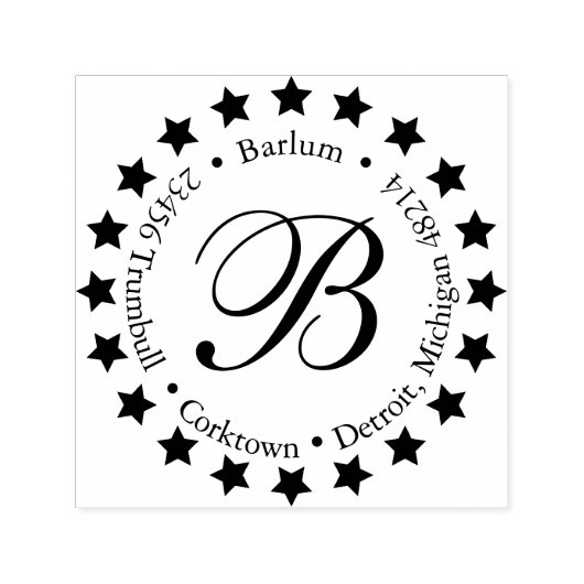 Stilvolle Star Monogram Self-Inking-Address-Briefm Permastempel (Design)