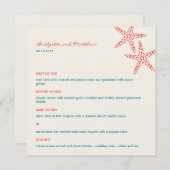 Stilvolle Starfish Hochzeitsmenükarten Menükarte (Vorne/Hinten)