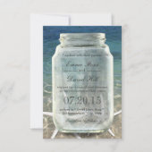 Stilvolle Starfish & Mason Jar Blue Beach Wedding Einladung (Vorderseite)