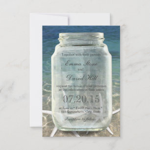 Stilvolle Starfish & Mason Jar Blue Beach Wedding Einladung