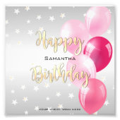 Stilvolle Starry Happy Birthday und Rosa Balloons Fotodruck (Vorne)