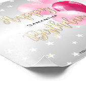 Stilvolle Starry Happy Birthday und Rosa Balloons Fotodruck (Ecke)
