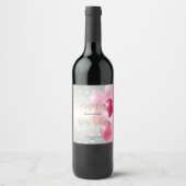 Stilvolle Starry Happy Birthday und Rosa Balloons Weinetikett (Vorderseite)