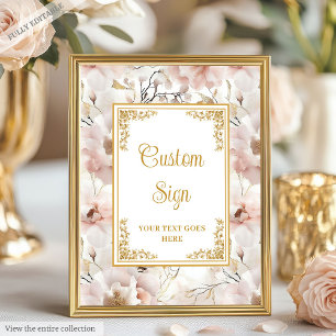 Stilvolle staubige Blume in Rosa und goldfarbene,  Poster