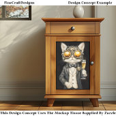 Stilvolle Steampunk Cat + Champagne AG9 Decoupage Seidenpapier
