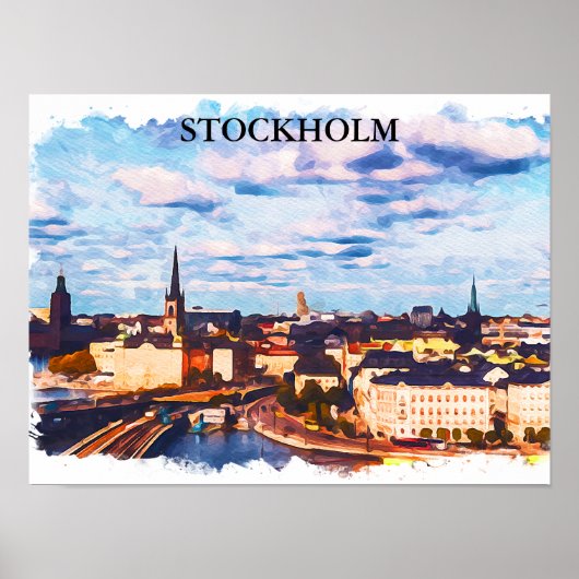 Stilvolle Stockholm Schweden Panorama City View Poster (Vorne)