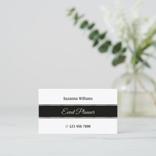 Stilvolle Streifen aus Weiß und Gold mit Foto Visitenkarte (Stehend Vorderseite)