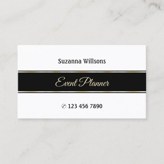 Stilvolle Streifen aus Weiß und Gold mit Foto Visitenkarte (Vorderseite)