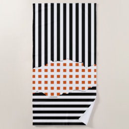 Stilvolle Streifen Net schwarz, weiß, orange Layer Strandtuch