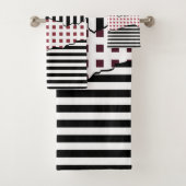 Stilvolle Streifen Net schwarz, weiß, rot Layered Badhandtuch Set (Insitu)