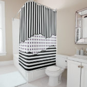 Stilvolle Streifen Tiles Schwarz-weiße Lila Schich Duschvorhang (Beispiel)
