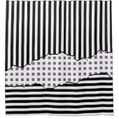 Stilvolle Streifen Tiles Schwarz-weiße Lila Schich Duschvorhang (Vorderseite)