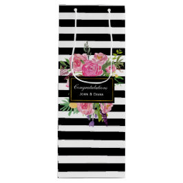 Stilvolle Streifen und Blume Weinbeutel Geschenktüte Für Weinflaschen