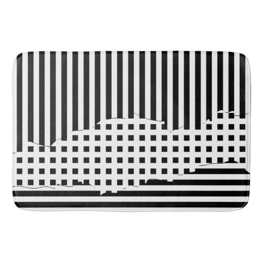 Stilvolle Streifen Unregelmäßige Fliesen Schwarz & Badematte (Vorderseite)