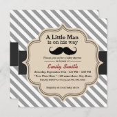 Stilvolle Stripes Mustache Little Man Babydusche Einladung (Vorne/Hinten)