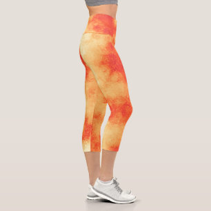 Stilvolle Sturmwolke-Effekt Orange Capri Leggings