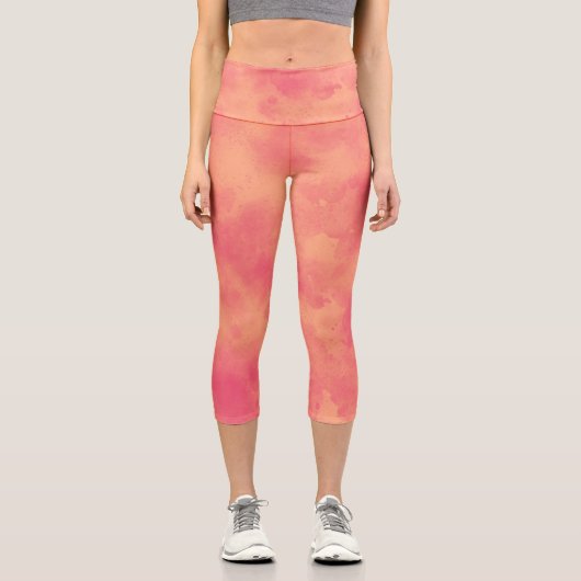 Stilvolle Sturmwolke-Effekt Peach Capri Leggings (Vorderseite)