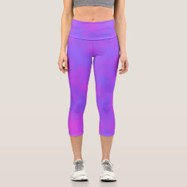 Stilvolle Sturmwolke-Effekt Rosa Blau Capri Leggings