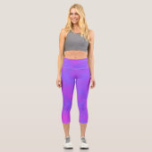 Stilvolle Sturmwolke-Effekt Rosa Blau Capri Leggings (Vorderseite)