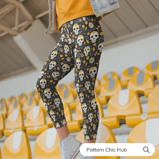 Stilvolle Sugar Skull Lässige Sportyoga Capri Leggings