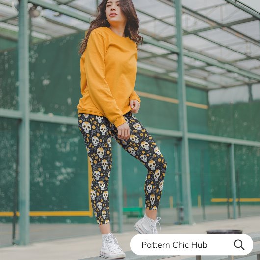 Stilvolle Sugar Skull Lässige Sportyoga Capri Leggings