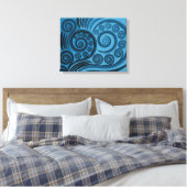 Stilvolle Summer-Blue Fern Frond Curls Canvas Prin Leinwanddruck (Insitu (Schlafzimmer))