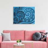 Stilvolle Summer-Blue Fern Frond Curls Canvas Prin Leinwanddruck (Insitu (Wohnzimmer))