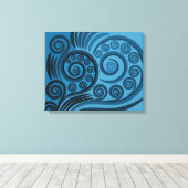 Stilvolle Summer-Blue Fern Frond Curls Canvas Prin Leinwanddruck (Insitu (Holzboden))