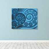 Stilvolle Summer-Blue Fern Frond Curls Canvas Prin Leinwanddruck (Insitu (Holzboden))