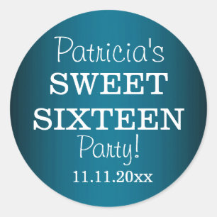 Stilvolle Sweet 16 Party Stickers : Metallic Blue