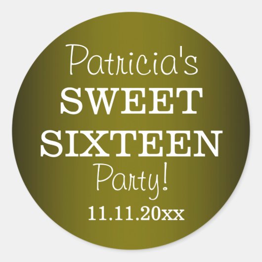 Stilvolle Sweet 16 Party Stickers : Metallic Green (Vorderseite)