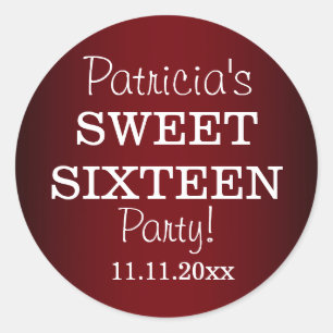 Stilvolle Sweet 16 Party Stickers : Metallic Red